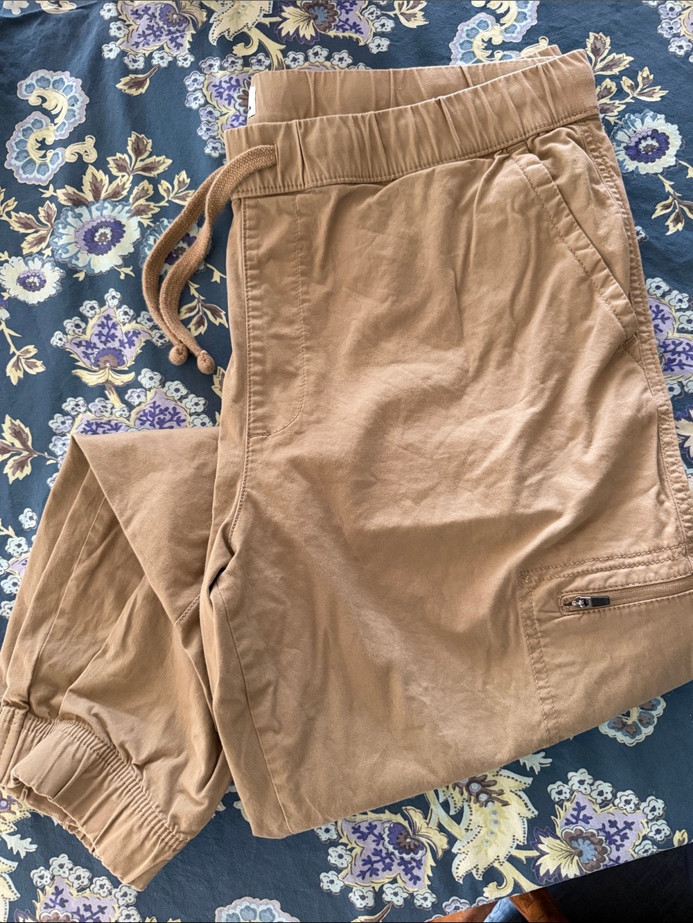 Men's Casual Drawstring Cargo Pants - Tan